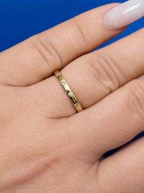 Stacking Ring Gold Stamped 925 Bezel Set- Women's Jewelry